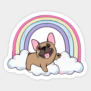 Cute french bulldog and  raimbow Sticker